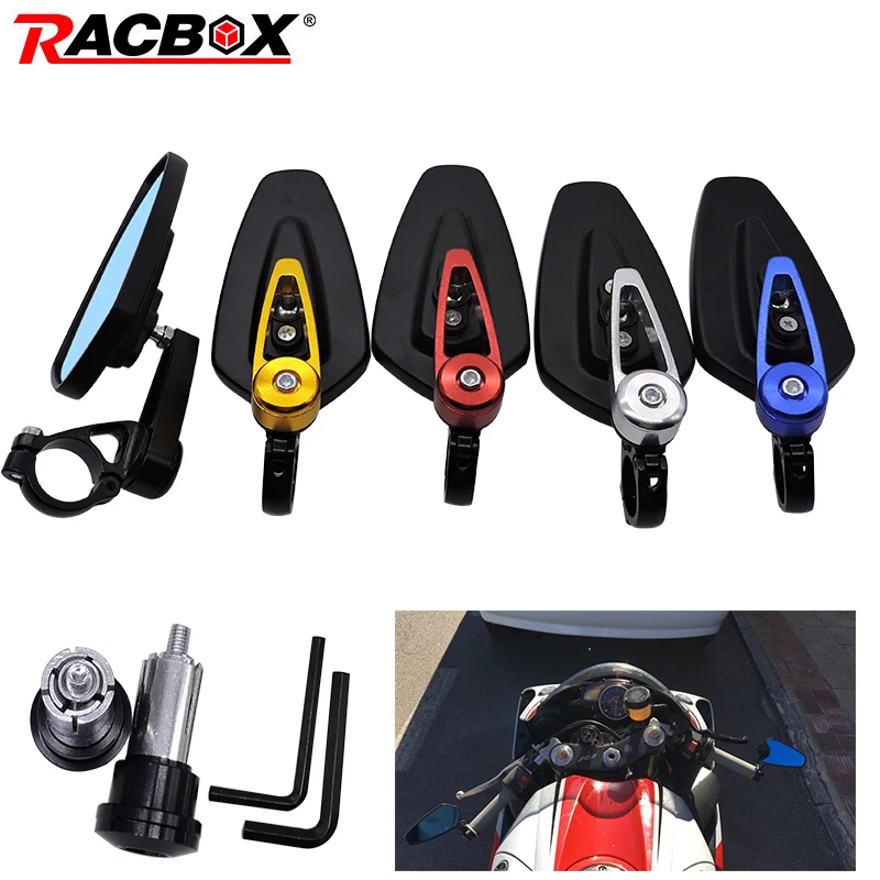 Зеркало заднего вида для мотоцикла универсальное алюминиевое черное с ручкой 1