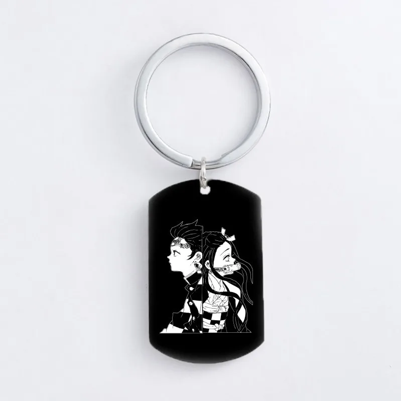 

Japan Anime Demon Slayer Tanjirou Nezuko Stainless Steel Keychain Pendants Bag Accesssories