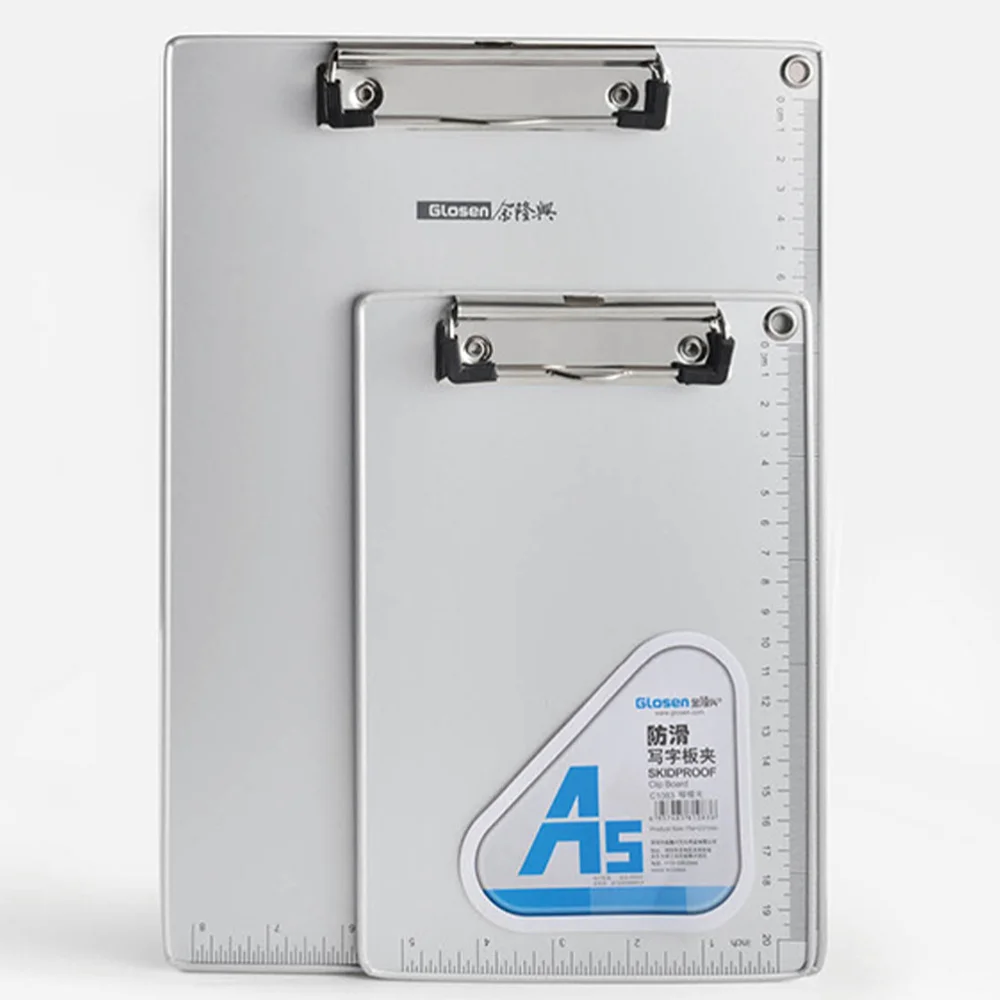 

Aluminum Alloy A4 Clipboards Portable Clip Board with Centimeter Scales for Memo Paper Files Document