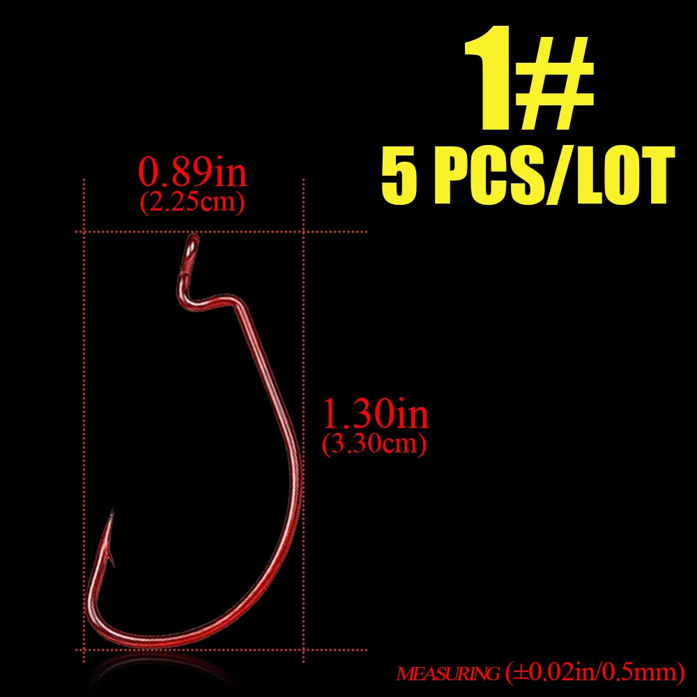 5 шт./партия красные глаза ringed выключатель крючки для Червяков 5/0#-6# для хвоста бас карпа владельца - Цвет: size1
