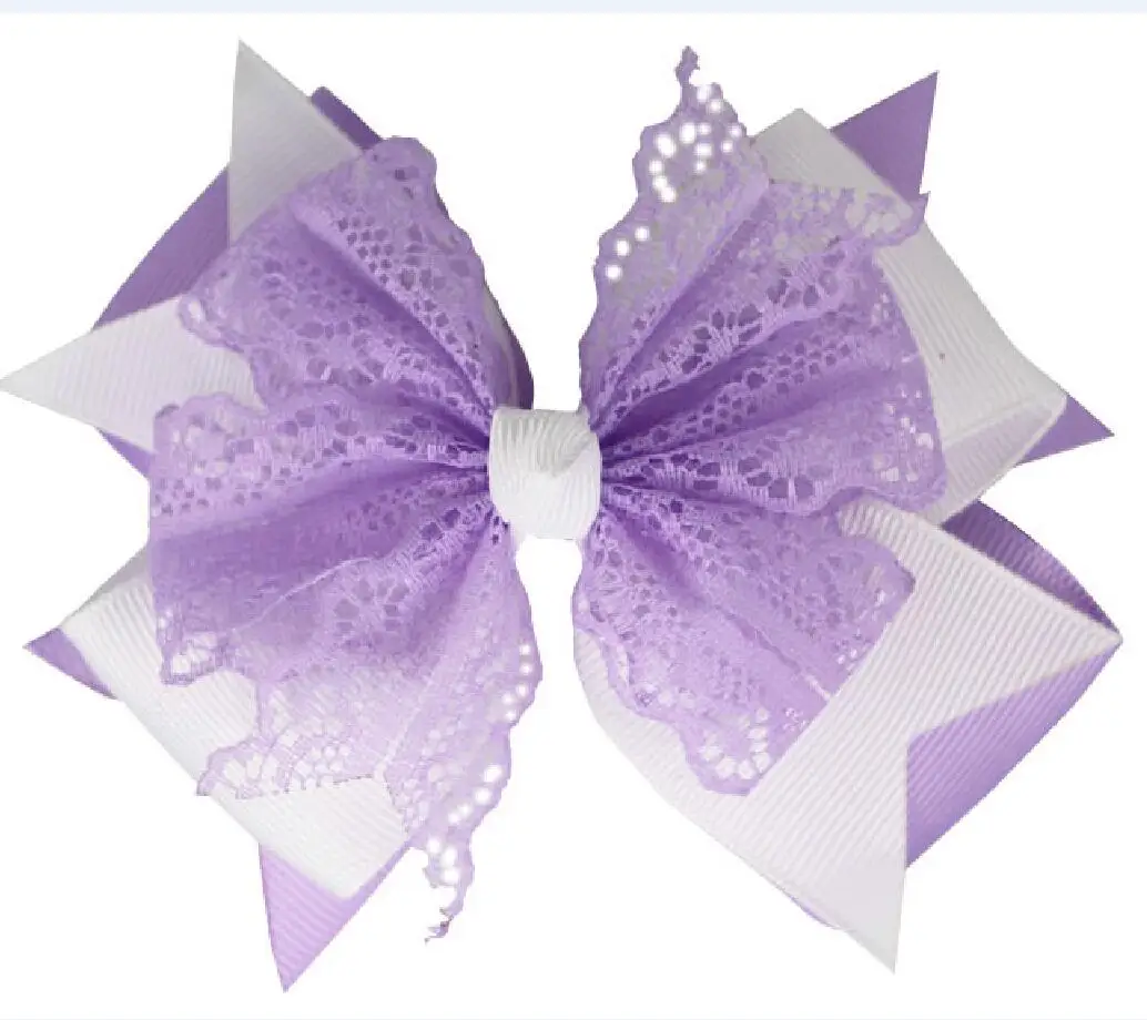 

2021 new 2pcs 4.5inch lace Multilevel hair bows layered hair clips classic girl school hair bows for baby hair accessories