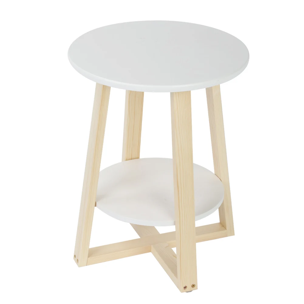 

40*40*50.5 cm Round Side Table 2 Tiers Nightstand with Storage and a sturdy wooden frame Modern suitable as a coffee table