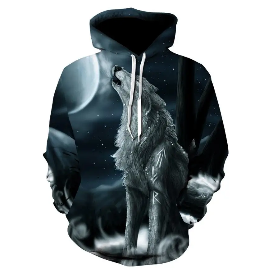 

New Wolf Hoodies Men's Hoodie Autumn Winter Hip Hop Hoody Tops Casual Brand 3D Wolf Head Hoodie Sweatshirt Dropship MX191121