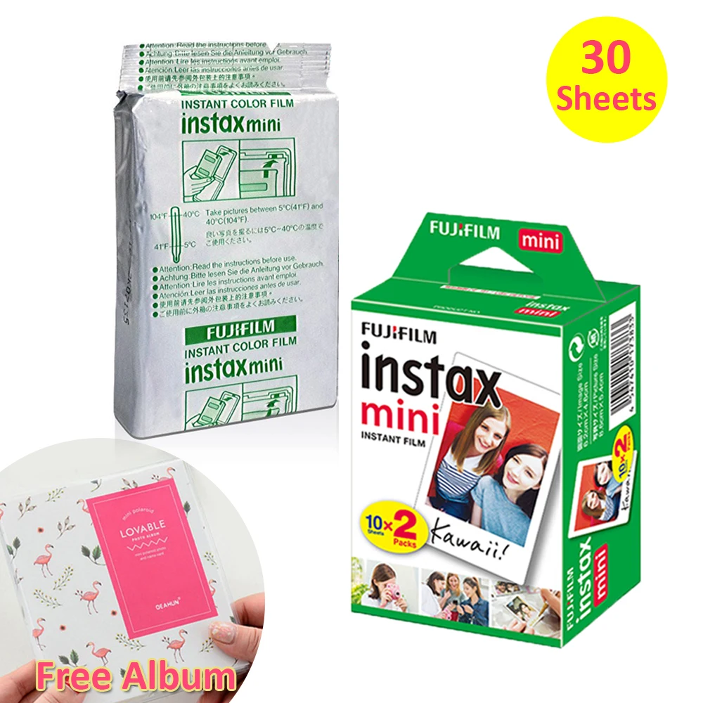 

Fujifilm Instax Mini 11 White Film 30 PCS Photos + Free Album For Fuji 8 9 25 25i 50s NEO 90 Instant Camera SP-1 SP-2 Printer