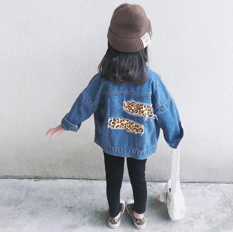 Джинсовые куртки в стиле пэчворк с леопардовым принтом для маленьких девочек