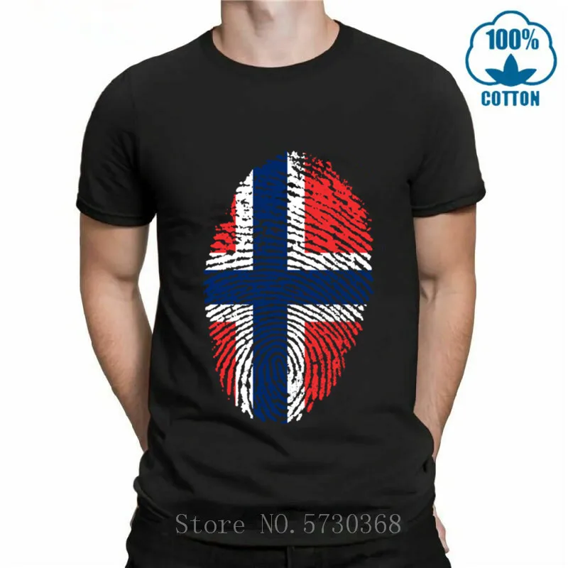 Норвегия флаг отпечатков пальцев дизайн модные футболки для мужчин хлопок