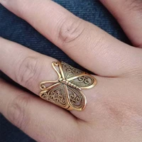 vintage hollow metal butterfly rings for women girls animal adjustable open finger ring statement friendship jewelry party gift