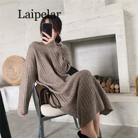 oversize thick long coarse warm sweater dress women autumn winter female casual loose knit straight hooded sweater dress