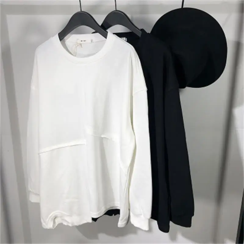 Оригинальный осенний свободный свитер с отстрочкой оригинальный японский