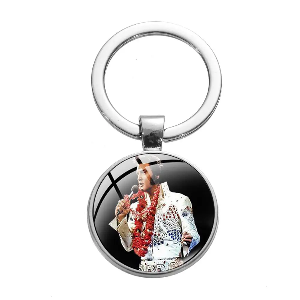 SONGDA Famous Celebrity Keychain Hand Craft Glass Surface Dome Handsome Rock Singer Portrait Pendant Keyring Chain Souvenir Gift | Украшения