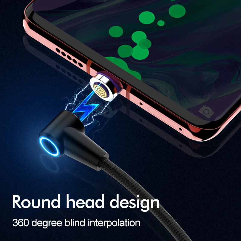 Baseuer QC 3,0 3A локоть l-образный Магнитный кабель Micro usb type C для Xiaomi Redmi; Huawei samsung магнит для iPhone 90 градусов