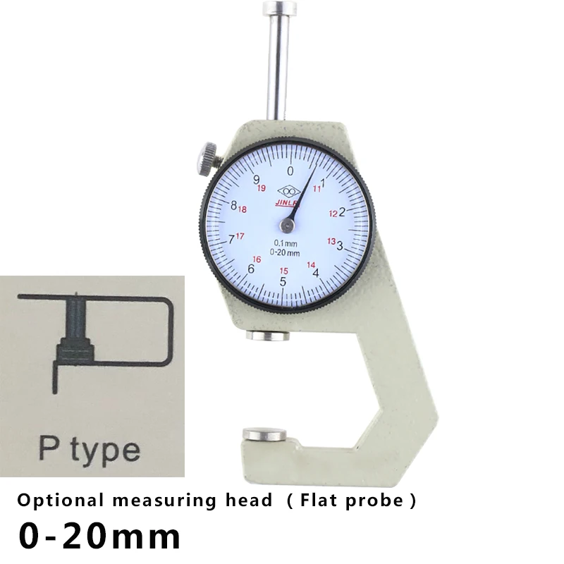 Dial Thickness Gauge 0-10-20mm Leather Paper Thickness Meter Tester Accuracy 0.1mm - Color: Yellow
