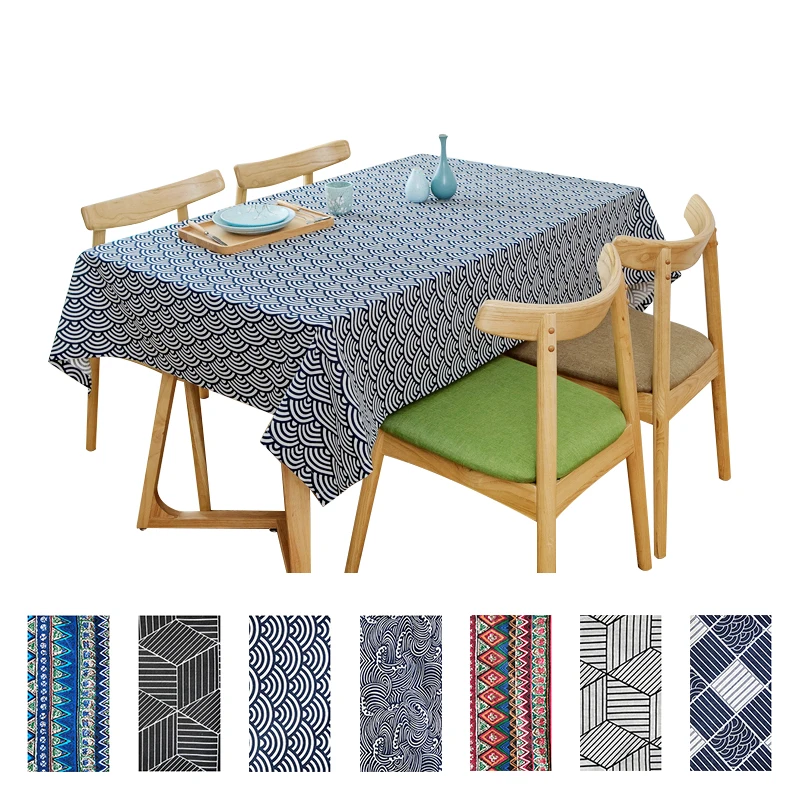 Льняные Скатерти японский Стиль волна геометрический дизайн крышка стола