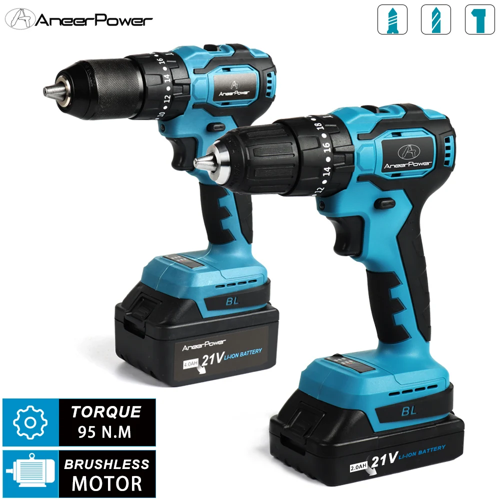 Бесщеточный шуруповерт Водонепроницаемая беспроводная ударная мини дрель с