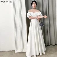 kaunissina white evening dresses women off the shoulder pleat long formal dress celebrity banquet prom gowns vestidos