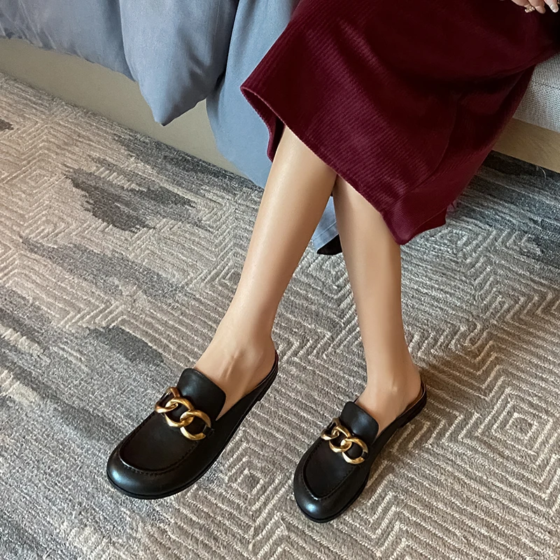 

Vintage Non-Slip Shoes Woman Heels Spring Genuine Leather Thick Heels Pumps Newest Concise Office Lady Shoes for Women