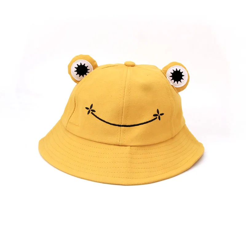 

Child-Parents Fashion Cute Frog Bucket Hat Women Plain Female Panama Outdoor Hiking Fishing Cap Men Casual Sunscreen Sunhat Bob