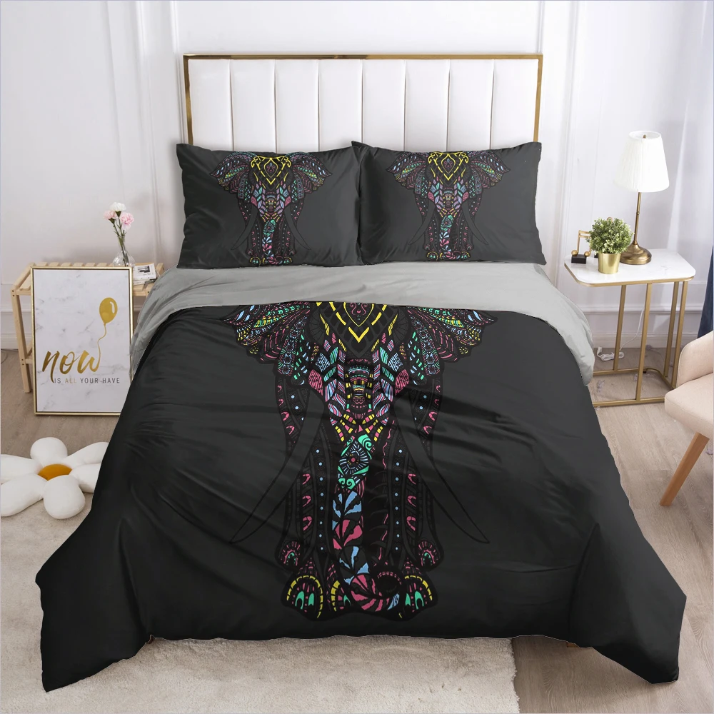 

Customize 3D Bedding Sets Double Single Size Duvet Cover Set Bohemia Elephant Blanket Case Pillowcases Bedclothes Drop Ship