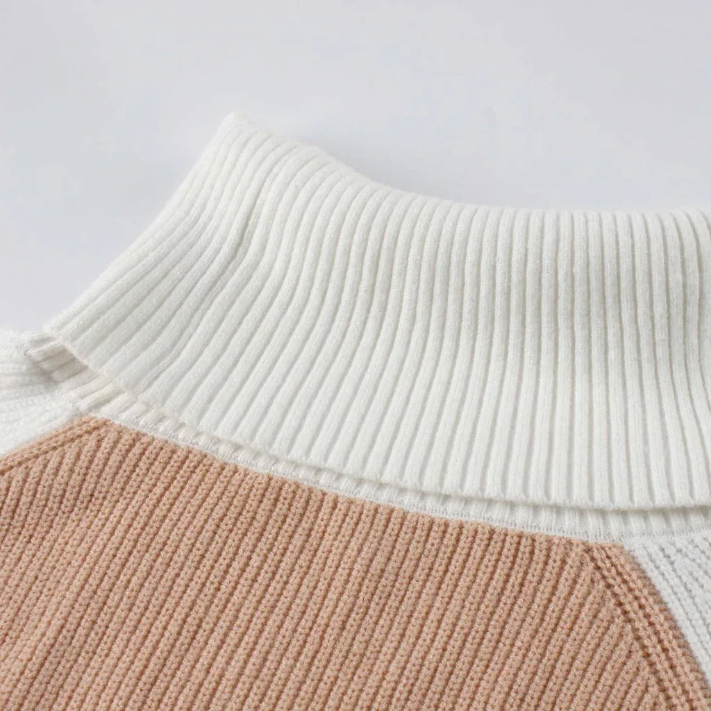 

Woman Sweaters Pullover Women Long Sleeve Knitted Sweater Color Block Pullover Tops Woman Sweater Autumn And Winter Sweter Mujer