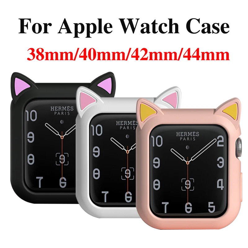 Милый чехол для Apple Watch 6/SE/5/4/3/2/1 силиконовый iWatch 42 мм 38 бампер apple watch Band 44 40