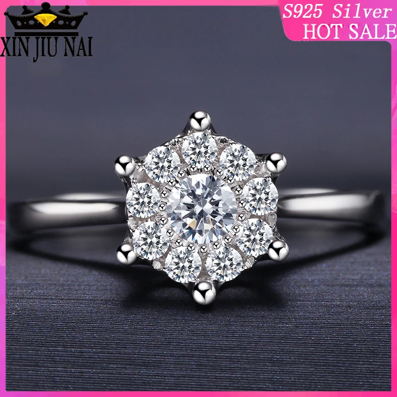 

925 sterling silver Retro daisy flower head diamond ring female carat ring refers custom 18K white gold luxury wedding