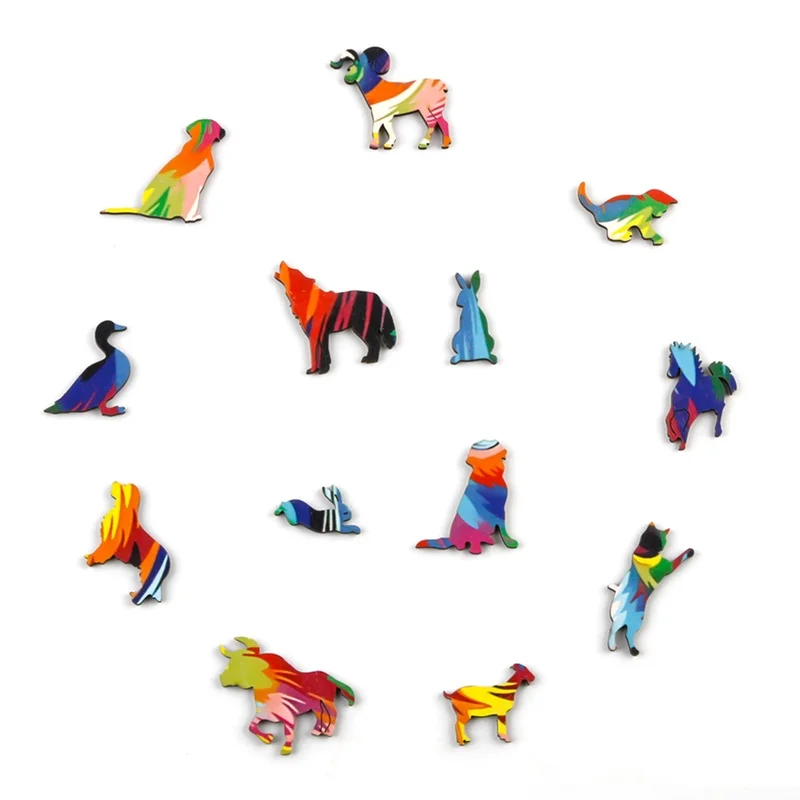 Радужная деревянная головоломка в форме собаки животных для взрослых игры детей