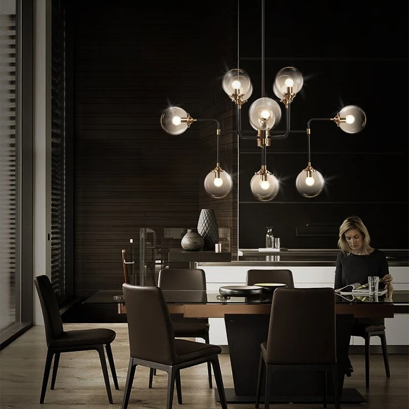 Современный оттенок Стекло люстра светильник E14 лампы светодиодный подвесной