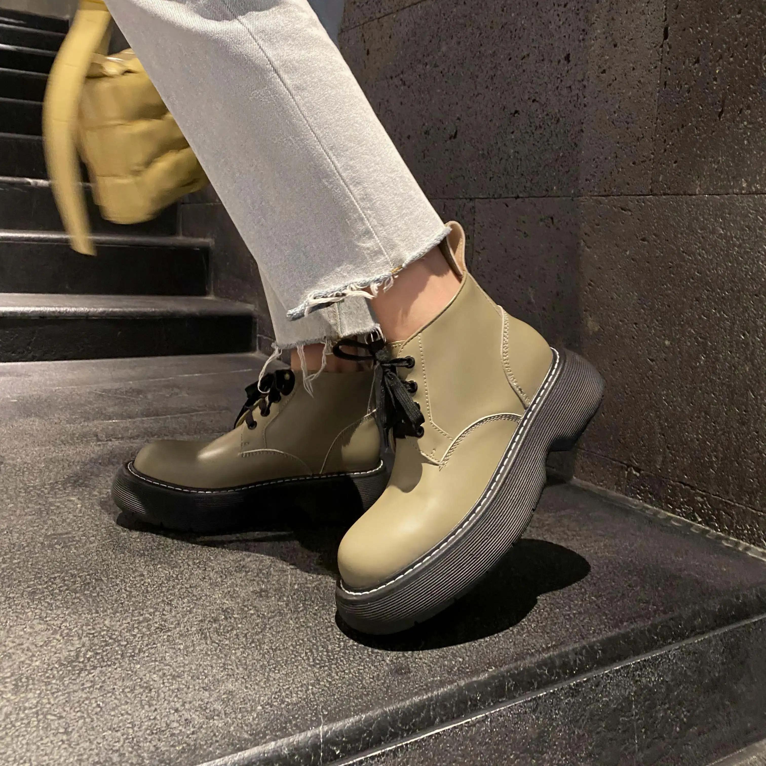 

out of stock cow leather high heels winter shoes platform Chelsea boots classics winter shoes punk style ankle boots L81