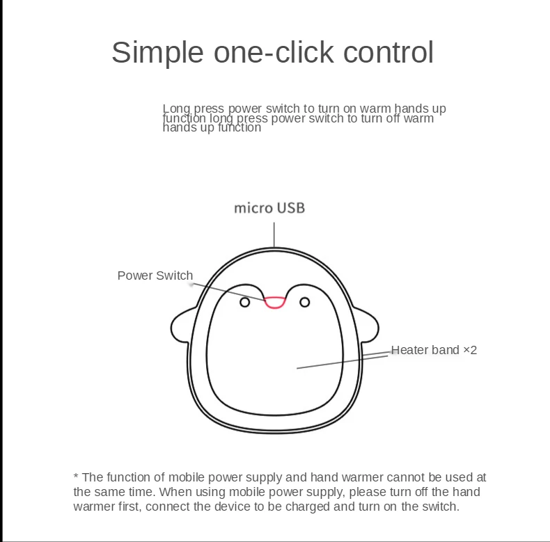

Cute cartoon winter Mini Hand Warmer USB portable charging Penguin / polar bear 4000mAh power pack double sided fast heating