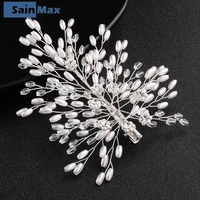 sainmax handmade pearl bridal hair clips wedding headwear for bridal accessories wedding photograph decorations