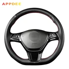 Черные чехлы на руль из искусственной кожи, Ручное шитье, для Volkswagen VW Golf 7 Mk7 New Polo Passat B8 Tiguan Sharan Jetta