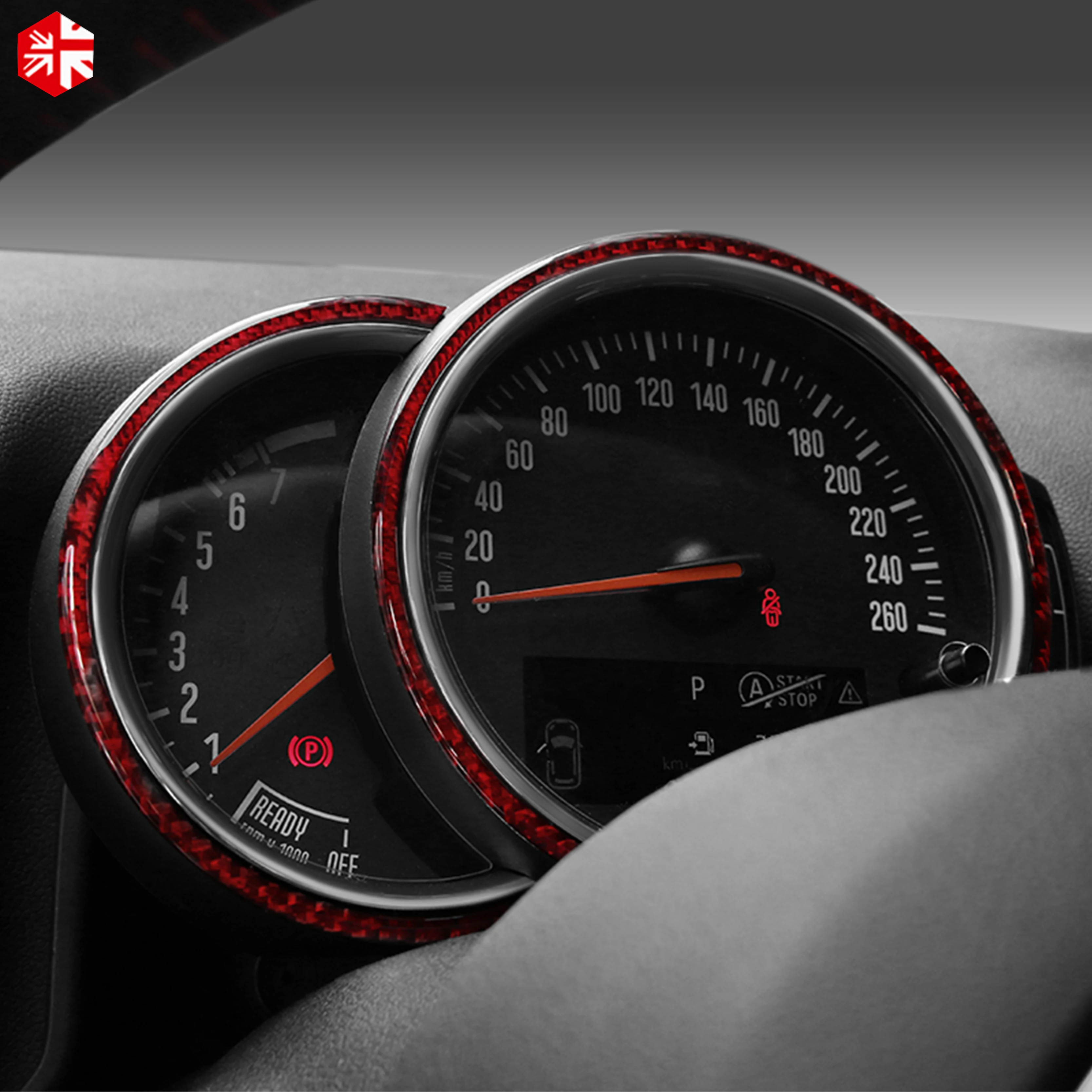 Автомобильная центральная консоль из углеродного волокна с кольцами и