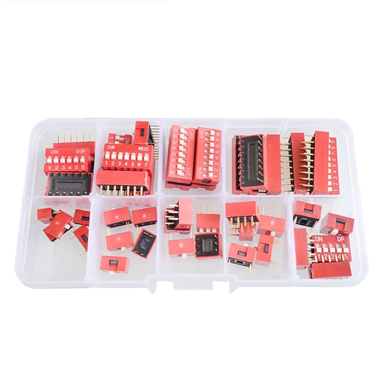 

45PCS/Lot Slide Type Switch Dip Switch DIY Electronics Kit ,Red 2.54mm Pitch Toggle Switch 9 value 1P 2P 3P 4P 5P 6P 7P 8P 9P
