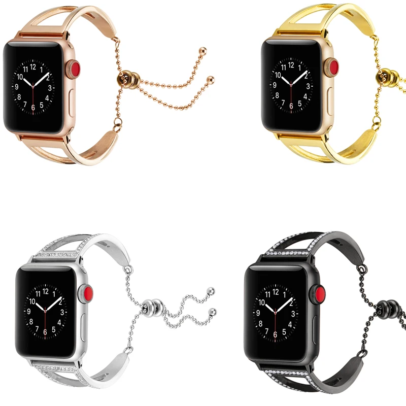 

fashion Bracelet strap for Apple Watch Band Women 38 42 40 44 45 41 Stainless Steel with Pendant for iwatch series 7 6 5 4 3