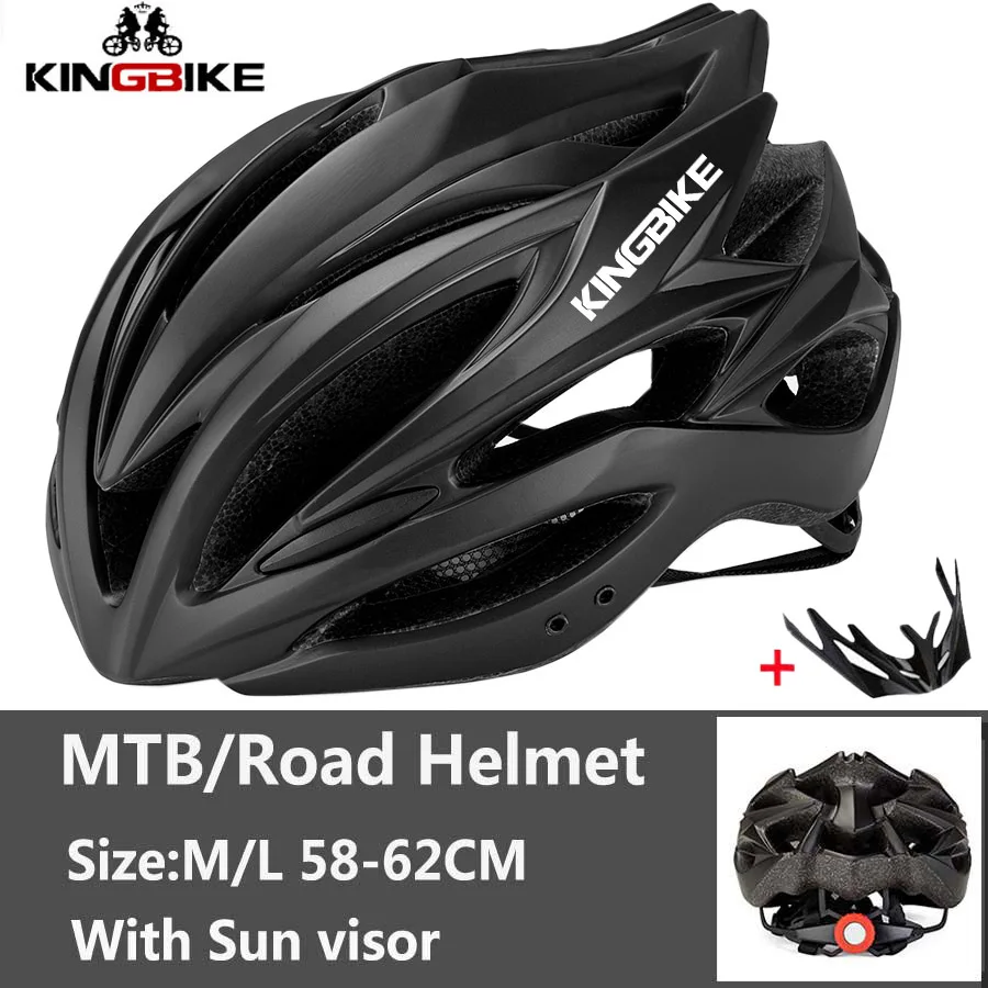 J-691-Black KINGBIKE MTB шлем, велосипедные шлемы, шлем для шоссейного велосипеда, велосипедный шлем для мужчин, дышащий, для езды на открытом воздухе, в форме, с козырьком - Цвет: J-691-Black