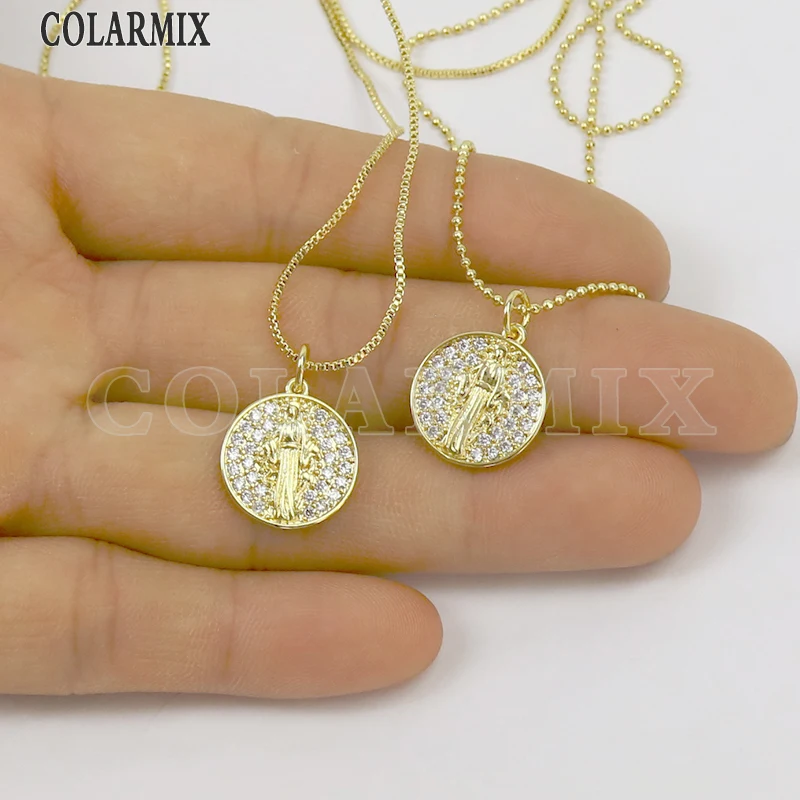 8 шт Циркон Иисус Стиль кулон ожерелье ювелирные изделия аксессуары круглые