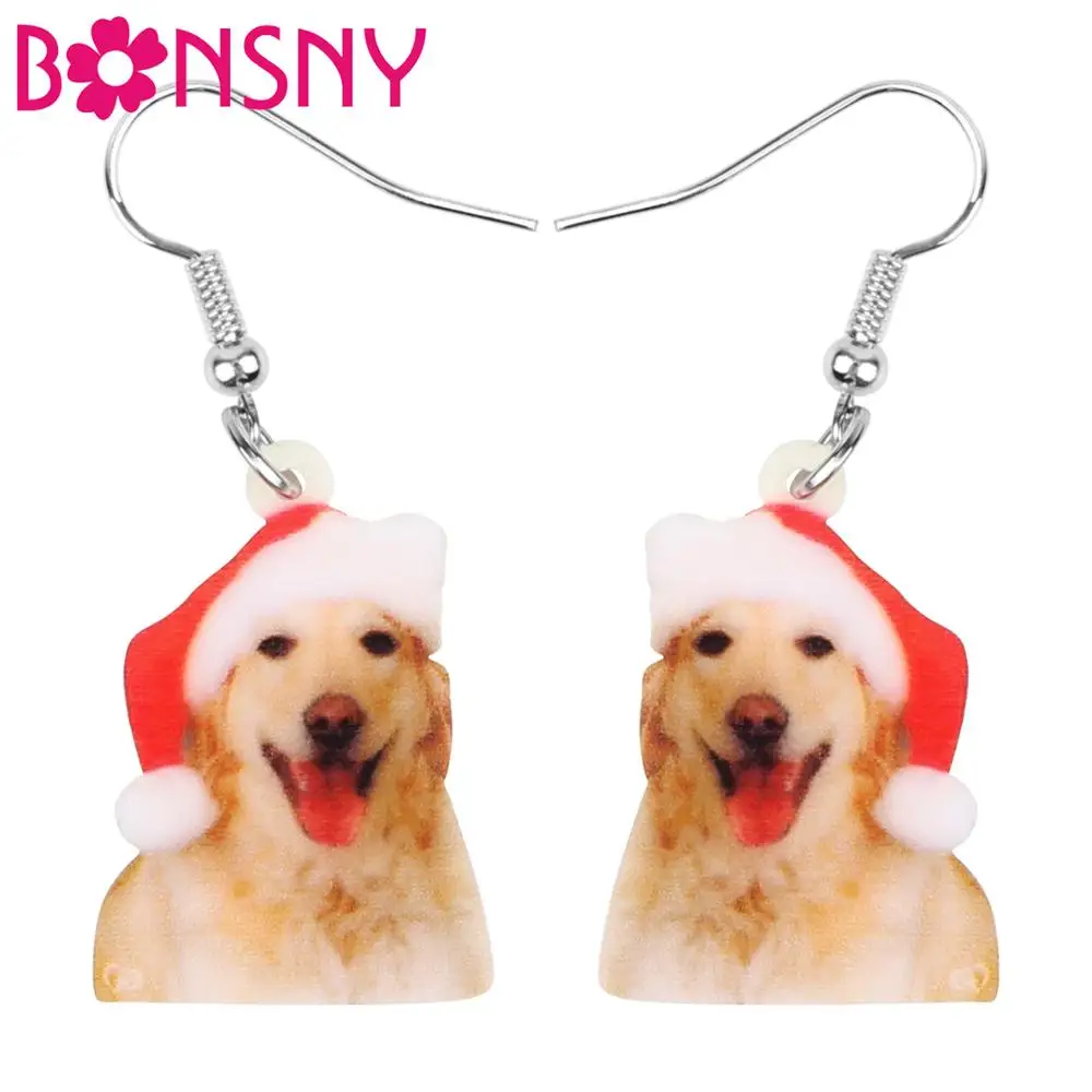 Bonsny Акриловая Рождественская шапка золотистый ретривер собака животное