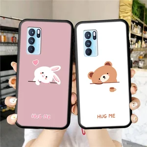 for oppo reno 6 pro 5g phone case luxury funda reno6pro rabbit bear silicone soft shell celulares sleeve ren6pr back cover coque free global shipping