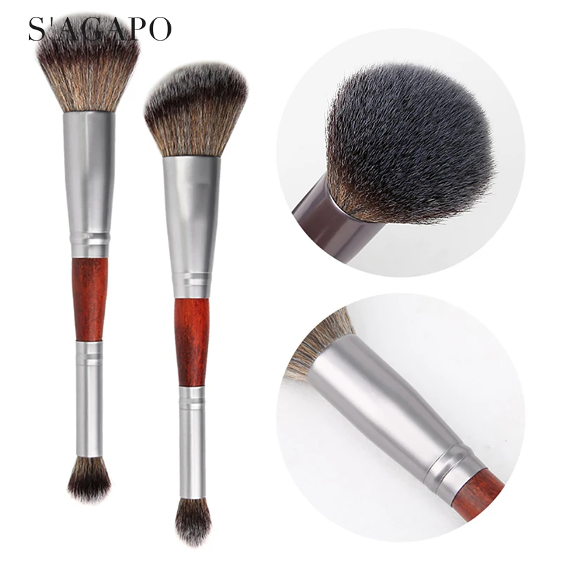 1 шт. Роскошная профессиональная двухсторонняя кисть для румян макияжа Тени век