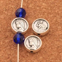 300pcs virgin mary madonna round flat beads spacers 9 2x9 2mm zinc alloy metal jewelry diy l1838