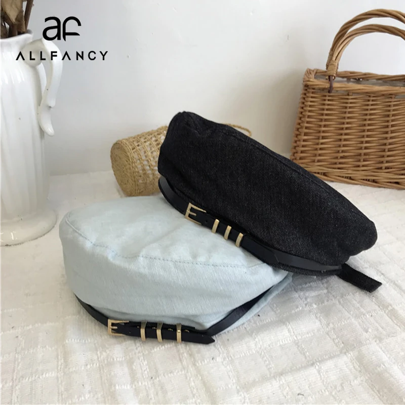 ALLFANCY Европейская и американская мода плоская шляпа Женский английский ремень
