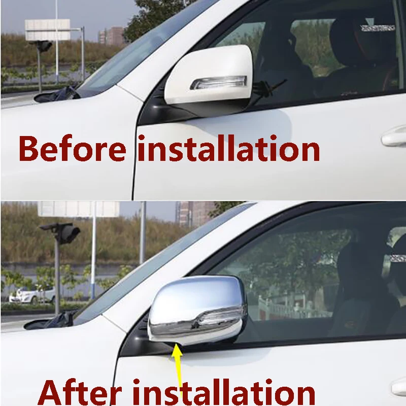

ABS Chrome Car Side Door Rearview Mirror Protect Frame Cover Trim For Toyota Prado 10 to 19 Car Styling Accessories