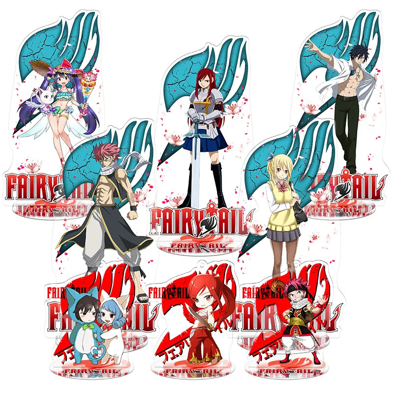 

Аниме «Fairy Tail», «акриловая модель на подставке кукла Эрза Скарлет серый Fullbuster Люси Двусторонняя фигурка героя подвеска игрушка в подарок