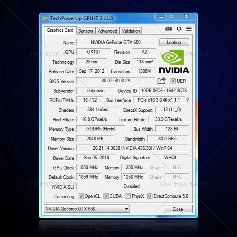 Оригинальный чип Графическая карта VGA Видеокарта GTX PC GTX650 2 ГБ/2048 МБ бит для