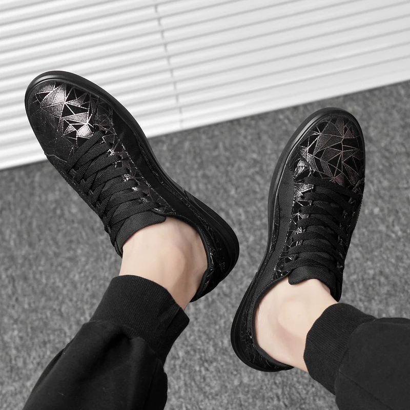 2019 Сезон весна-осень Брендовые мужские туфли черная дышащая Удобная