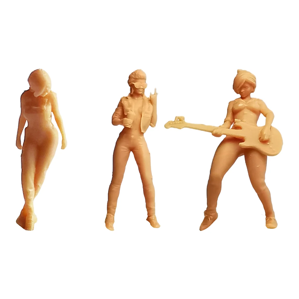 

1/64 Unpainted Cool Girl Model Characters PVC People Street Sand Table Scenery Diorama Model for Children Toy Accs