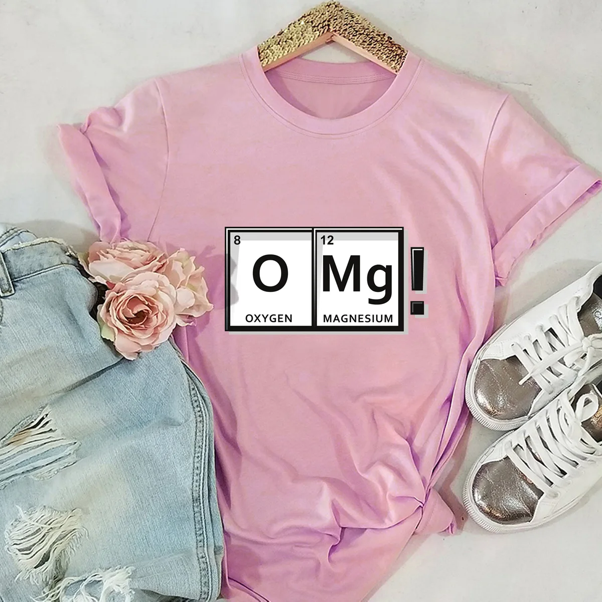 

Women's Short Sleeve T Shirts Cute Funny Letter OMG Print Graphic Shirt Tees Harajuku Shirts Streetwear