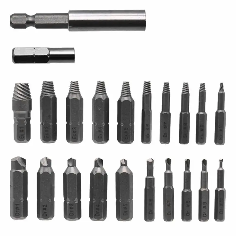 

22pcs Damaged Screw Extractor Remove Broken Bolt Screw Remover Socket Adapter H7ED