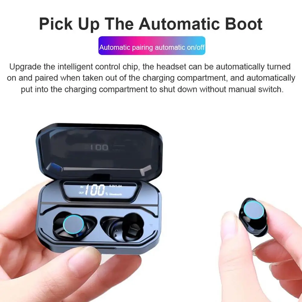 Bluetooth Earphones True Wireless LED Display 5.0 TWS in-Ear Earbuds IPX5 Waterproof Mini Headset 3D Stereo Sound Sport Earpiece |