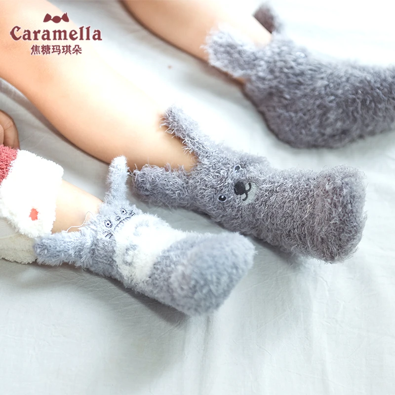 Caramella/зимние толстые детские носки для малышей Забавные милые теплые с рисунком
